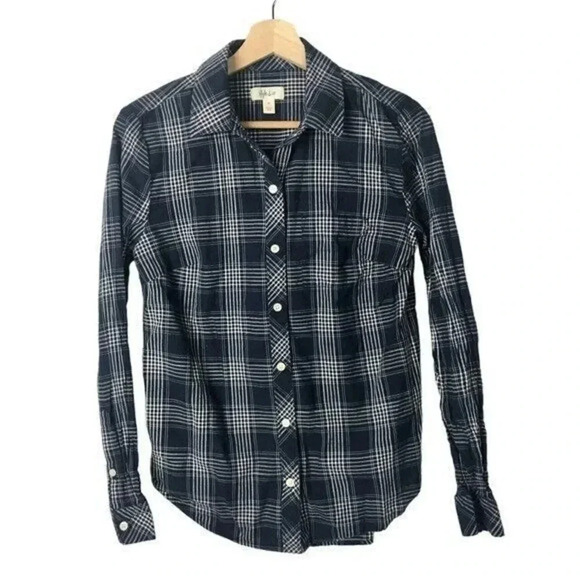 Style & Co Blue & White Plaid Long Sleeve Button Down S - Picture 1 of 3